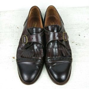 Italian Brown Leather Buck Loafers 38.5  8.5